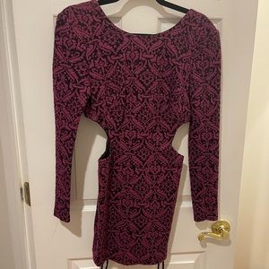 Purple Bebe long sleeve cutout sides dress